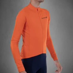 Carnac Men's Long Sleeve Cycling Jersey -Planetx Shop Long sleave jersey orange Model side